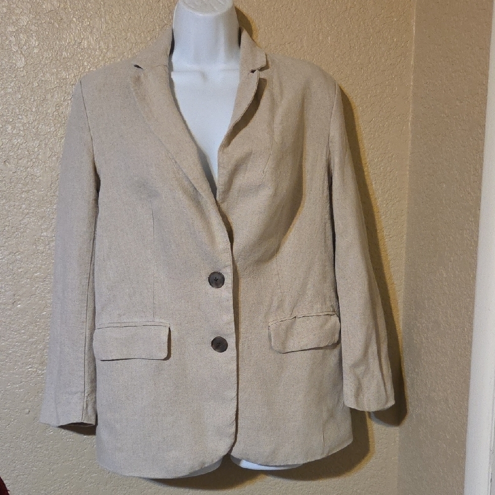 a new day Tan Blazer with Notched Lapels and Structured Shoulders